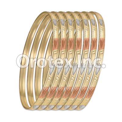 B048 Gold Plated Tri-Color Bangle