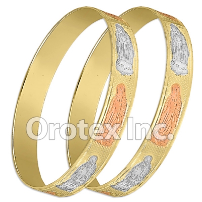 B167 Gold Layered Tri-Color 10MM Bangle