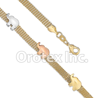 BR009 Gold Layered  Tri-Color Bracelet