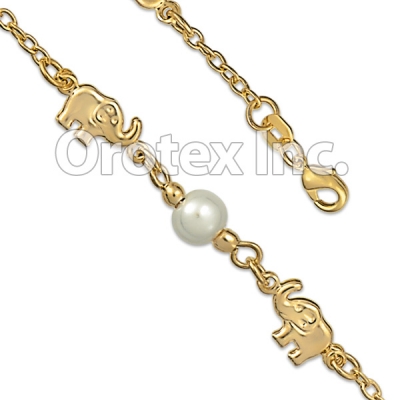 BR054  Gold Layered Kids Pearl Bracelet