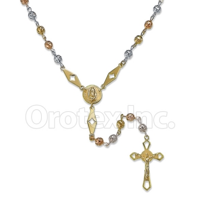 Orotex Gold Layered 4mm Filligree Tri-Color Rosary