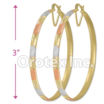 EB041 Gold Layered Tri-Color Hoop Earrings