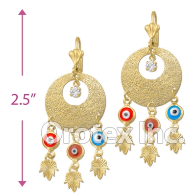 ECH017 Gold Layered CZ Tri-Color Chandelier Earrings