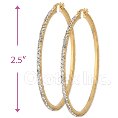 EH003 Gold Layered CZ Hoop Earrings 2/4