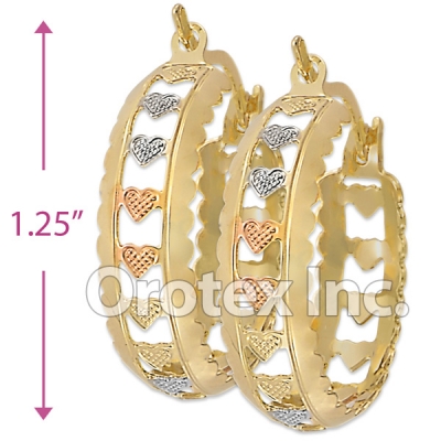 EH031 Gold Layered Tri-color Hoop Earrings