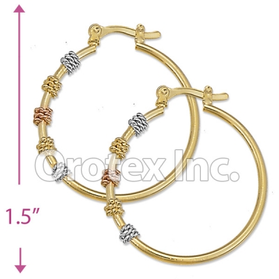 EH055 Gold Layered Tri-color Hoop Earrings