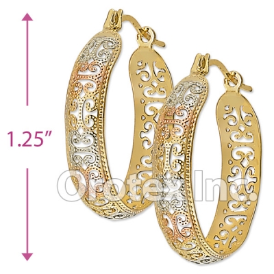 EH073 Gold Layered Two Tone Hoop Earrings