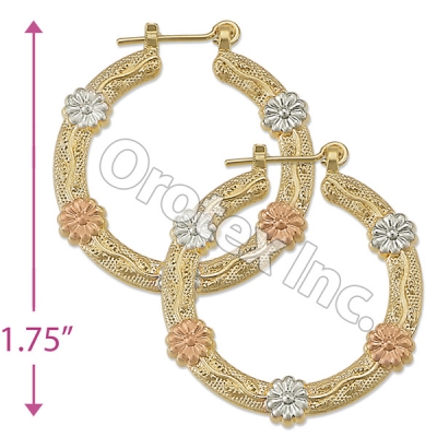 EH088 Gold Layered Tri-color Hoop Earrings