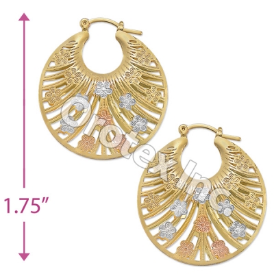 EH096 Gold Layered Tri-color Hoop Earrings