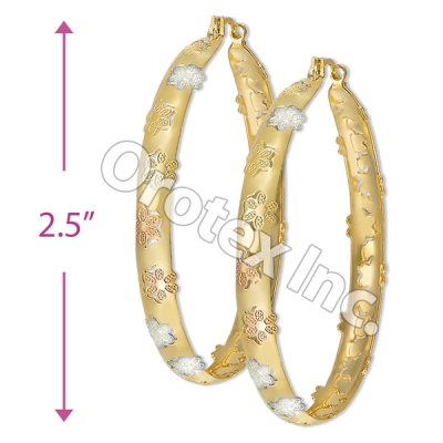 EH099 Gold Layered Tri-Color Hoop Earrings