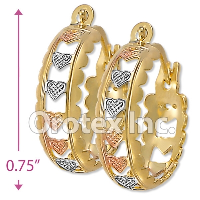 EH121 Gold Layered Tri-Color Hoop Earrings