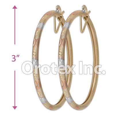 EH136 Gold Layered Tri-Color Hoop Earrings