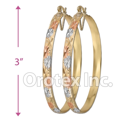 EH149 Gold Layered Tri-Color Hoop Earrings