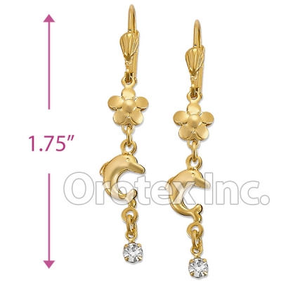 EL007 Gold Layered CZ Long Earrings