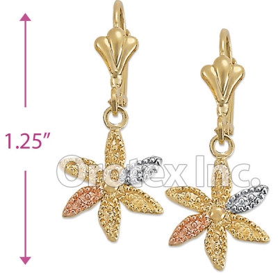 EL015 Gold Layered Tri-Color Long Earrings