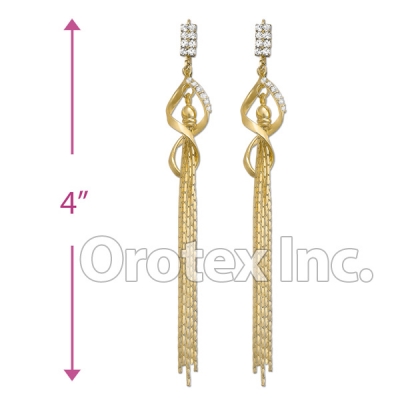 El015C Gold Layered CZ Long Earrings