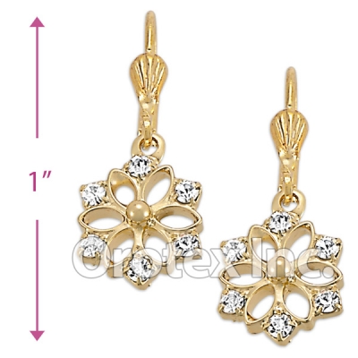 EL018 Gold Layered CZ Long Earrings