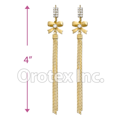 EL022C Gold Layered CZ Long Earrings