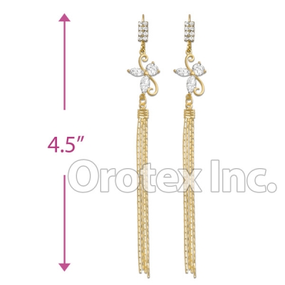 EL023C Gold Layered CZ Long Earrings