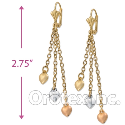 EL032 Gold Layered Tri-color Long Earrings