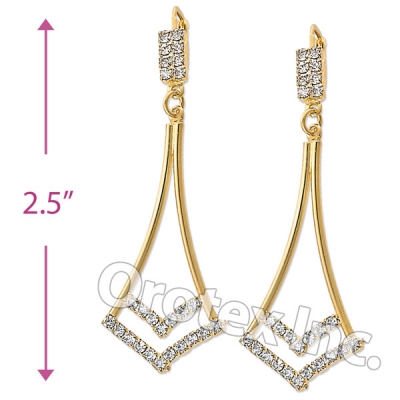 EL034 Gold Layered CZ Long Earrings