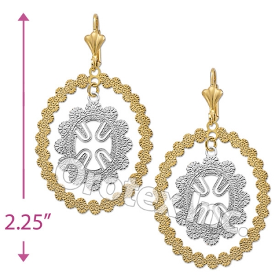 EL038 Gold Layered Two Tone Long Earrings