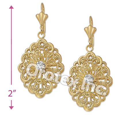 EL044 Gold Layered CZ Long Earrings