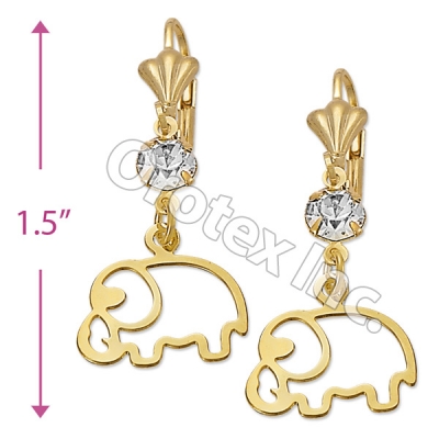 EL047 Gold Layered CZ Long Earrings