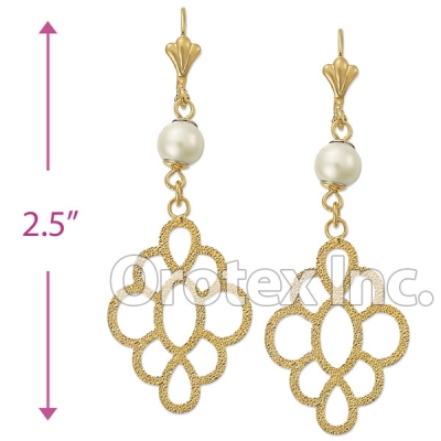 EL049 Gold Layered Pearl Long Earrings