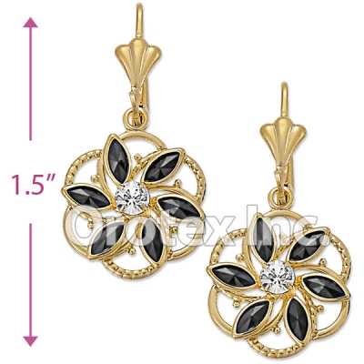 EL054 Gold Layered CZ Long Earrings