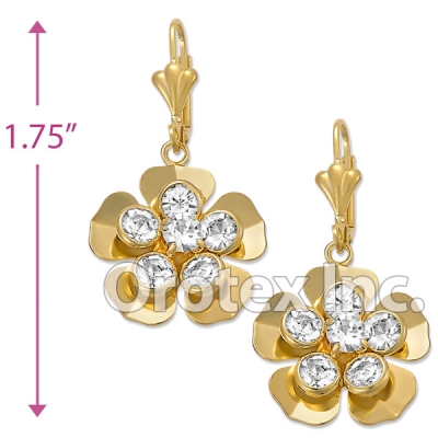 EL060 Gold Layered CZ Long Earrings