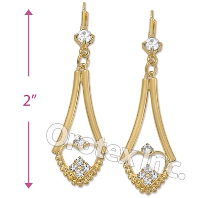 EL063 Gold Layered CZ Long Earrings