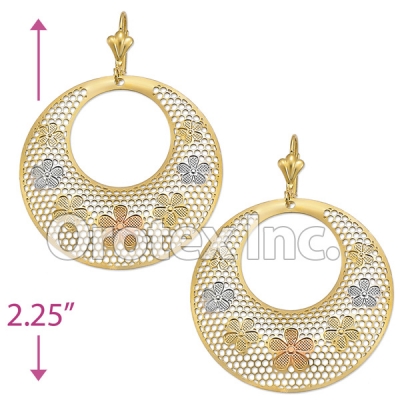 EL067 Gold Layered Tri-Color Long Earrings