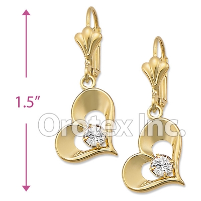 EL075 Gold Layered CZ Long Earrings