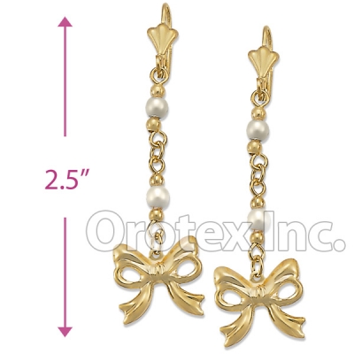 EL084 Gold Layered Pearl Long Earrings