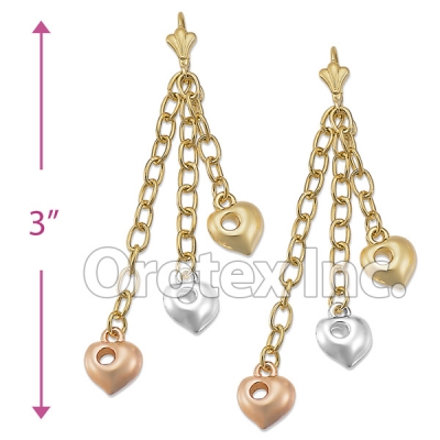 EL088 Gold Layered Tri-color Long Earrings