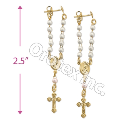 EL104 Gold Layered Pearl Long Earrings