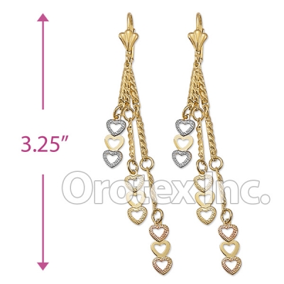 EL112 Gold Layered  Two Tone Long Earrings