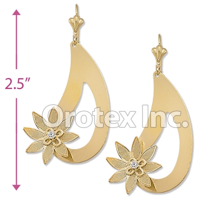 EL119 Gold Layered CZ Long Earrings