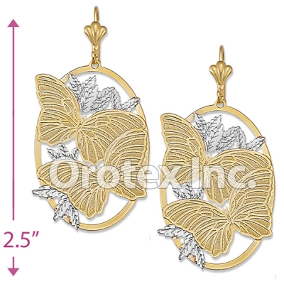 EL121 Gold Layered  Two Tone Long Earrings