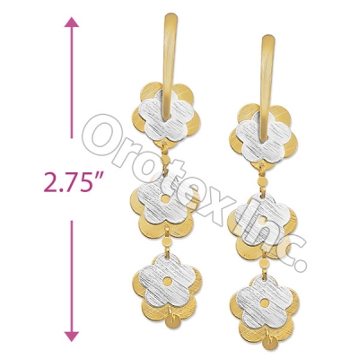 EL122 Gold Layered  Two-Tone Long Earrings