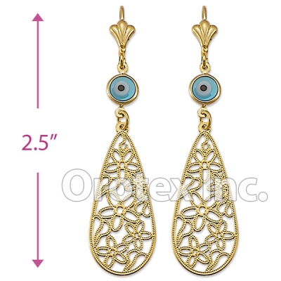 EL123 Gold Layered Blue Eye Long Earrings