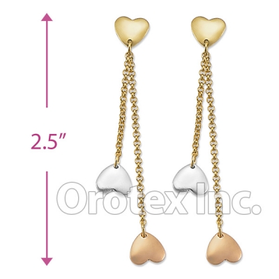 EL127 Gold Layered  Tri-Color Long Earrings