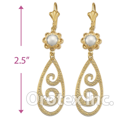 EL134 Gold Layered Pearl Long Earrings