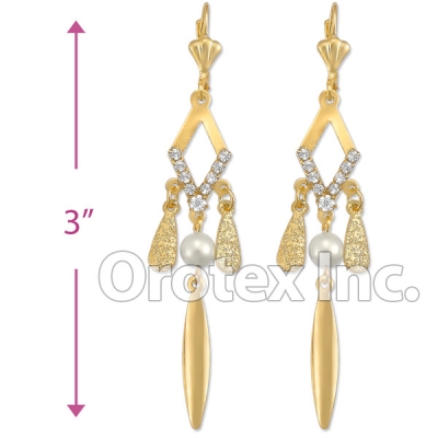 EL152 Gold Layered CZ Long Earrings