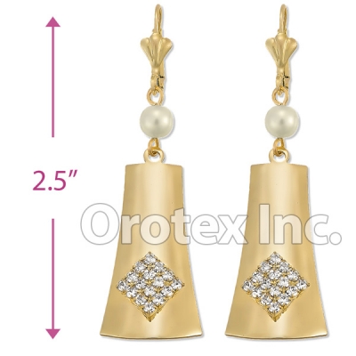 EL157 Gold Layered CZ Long Earrings