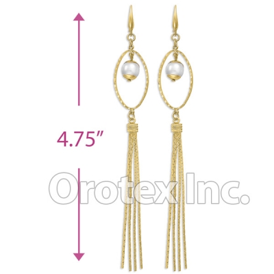 EL338 Gold Layered Pearl Long Earrings