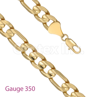 GFC1-1 Gold Layered Figaro 3+1 Chain Gauge 350