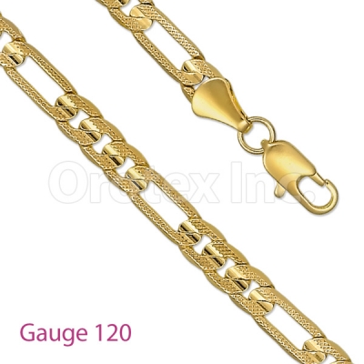 GFC1-16 Gold Layered Figaro 3+1 Yellow Pave Gauge 120