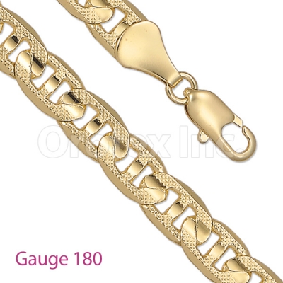 GFC1-19 Gold Layered Mariner Concave Yellow Pave Chain Gauge 180